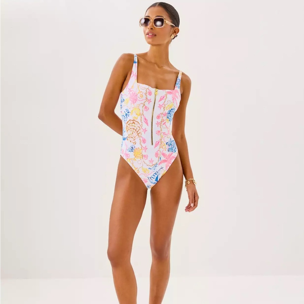 Lilly Pulitzer Multi-Colored Floral One-Piece Swimsuit Tag